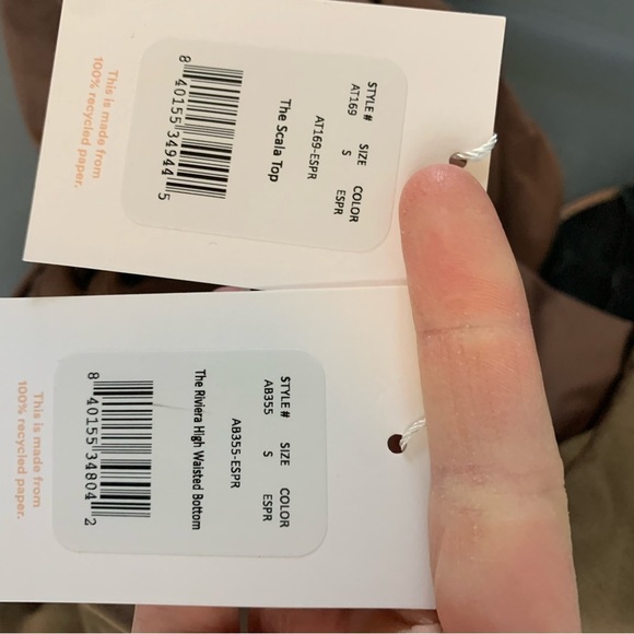 NWT Andie Swim Bikini Set SMALL Brown Riviera High Waist Belted Bottom Scala Top - Picture 3 of 9